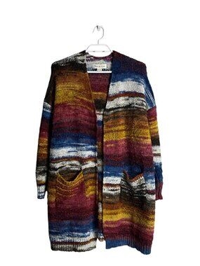 Tree of Life Women's Multicolor Striped Soft Knit Open Front Sweater Cardigan